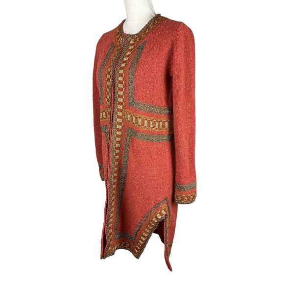 James Coviello Anna Sui Embroidered Long Duster Cardigan Jacket Wool Size Small - Picture 4 of 9